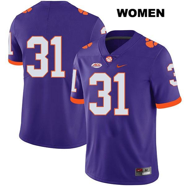 Women's Clemson Tigers #31 Mario Goodrich Stitched Purple Legend Authentic Nike No Name NCAA College Football Jersey DQN2646JS